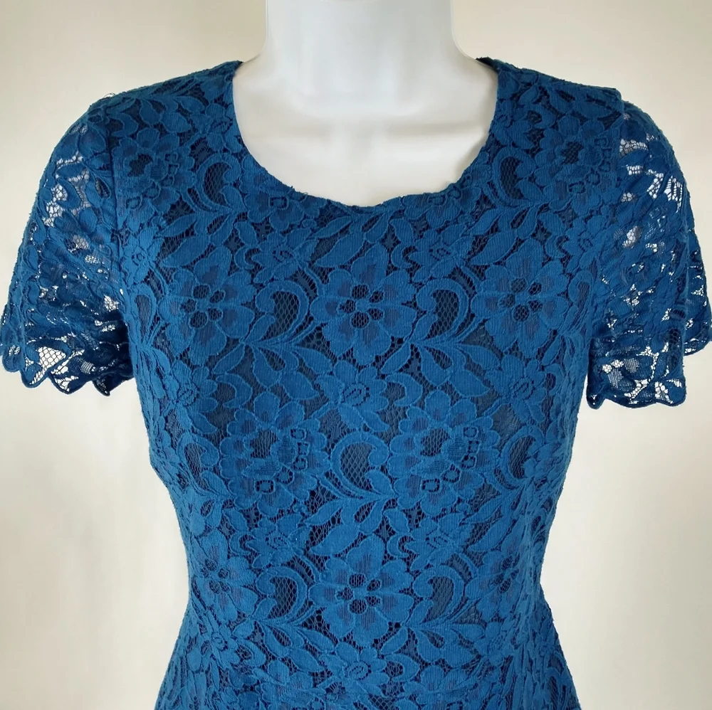 J. Crew  blue lace overlay  dress